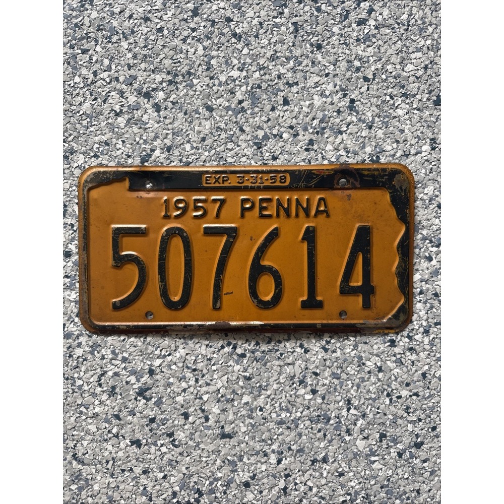 Vintage Pennsylvania License Plate - 1957 'PENNA' - Fair Condition, Nice Colors